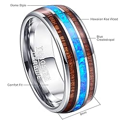 TUNGSTORY Promise Rings for Him Blue Opal and