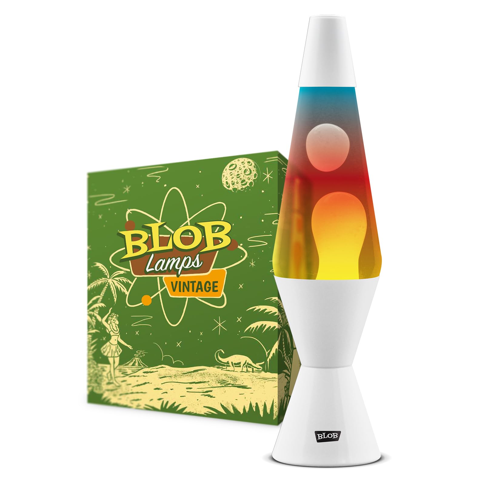 Blob Lamps® Sunset Liquid Motion Lamp Vintage Sunset Effect White Wax & White Metal Base & Cap 14.5” Mood Lamp Light — image 1