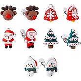 5 Pair Christmas Clip on Earrings, 5 Style Christmas Earrings Clip with Santa Claus Snowman Elk Christmas Tree Bell Gift for Woman