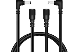 18AWG 2-Pack DC Power Extension Cable, 5.5mm x 2.1mm Right Angle Male to Female Barrel Plug Jack Power Supply Adapter 5.5x2.1