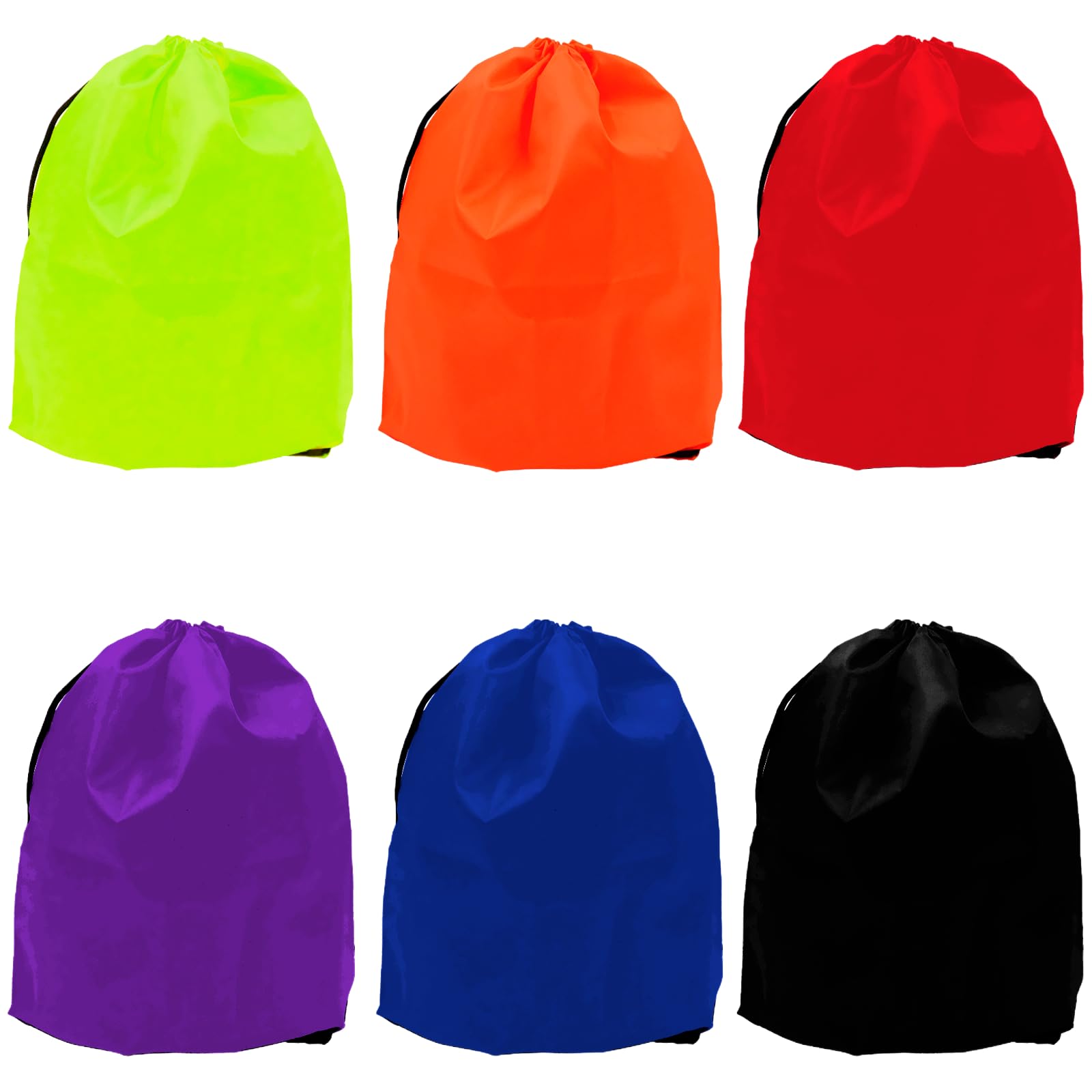 6 Pack Drawstring Bags, Swim PE bag, Waterproof Drawstring Backpack for Sports, School, Gym, Travel- Multicolor