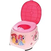 Disney Princess 3-in-1 Potty Training System for Toilet Training Kids, Multi-Stage Potty Training - Floor Potty, Detachable Potty Ring, Step Stool | Toilet Seat for Kids and Toddlers