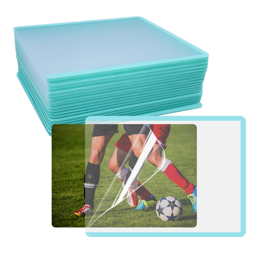 HLIWS Clear Toploaders-20 pcs 76 * 102mm Clear Hard Card Sleeves with Protective Film,for Game/Baseball/Basketball/Photo Card Collection(Cyan Frame) — image 1