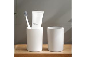 DETII Bathroom Tumbler Cup 10.5oz Reusable Unbreakable Toothbrush Cup 300ml Mouthwash Cups Plastic Easy to Clean Bathroom Cup Toothbrush Holder Adequate for Your Bathroom (PP, white2)