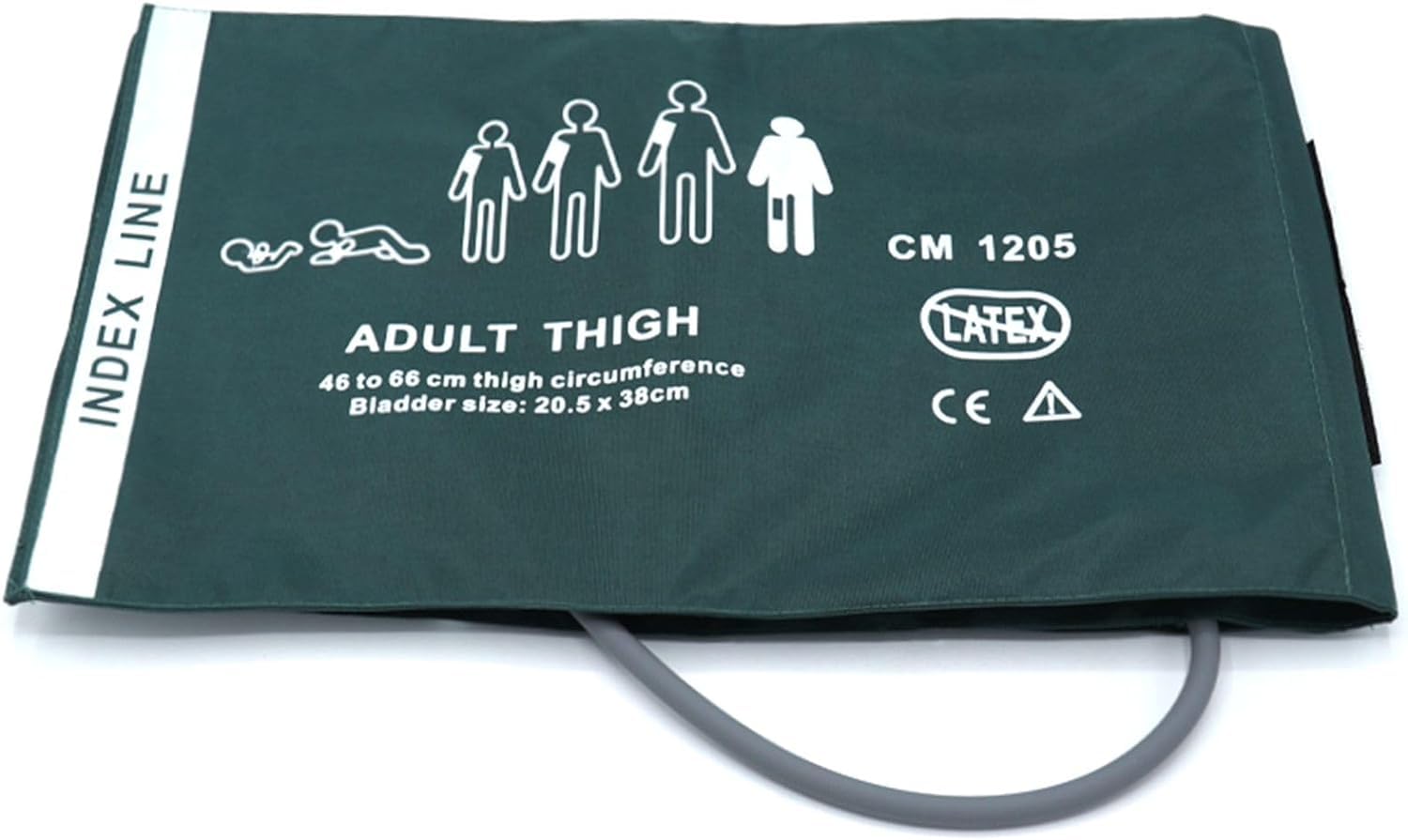 Universal NIBP Cuff for Thigh, 46-66 cm Single Tube Reusable Nylon Dark Green Replacement Blood Pressure Cuff, No Connector