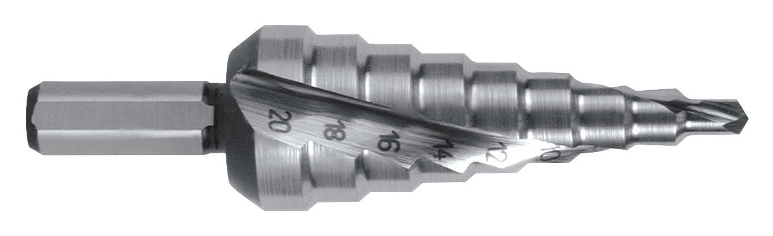 RUKO HSS Spiral Fluted Step Drill Bit with Split Point, Bright Finish, 4.0-20.0 mm Diameter, Size 1, 81.0 mm Length, R101051H