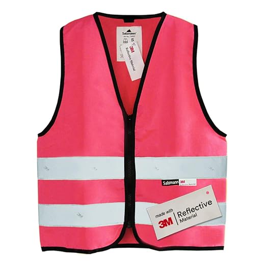 Salzmann 3M Warnweste für Kinder mit Reißverschluss, mit 3M reflektierendem Material, in 4 Farben und 3 Größen verfügbar