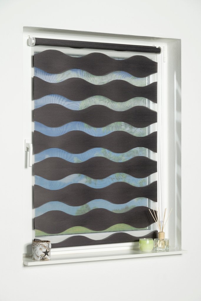 Khome Klemmfix Double Roller Blind Shaft, Polyester, Charcoal, B60 x H150 cm