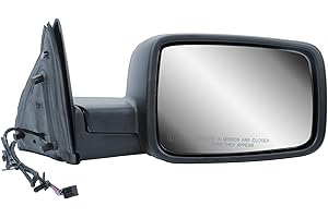 Passenger Right Side Door Mirror Power Heated Manual Folding Textured Back Cover for Ram 1500 2014-2018, 1500 Classic 2019-20