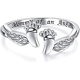 Miscarriage Ring Loss of Pregnancy Rings 925 Sterling Silver Loss Mommy of an Angel Memorial Jewelry Sympathy Gift for Women Mom (Miscarriage Ring)