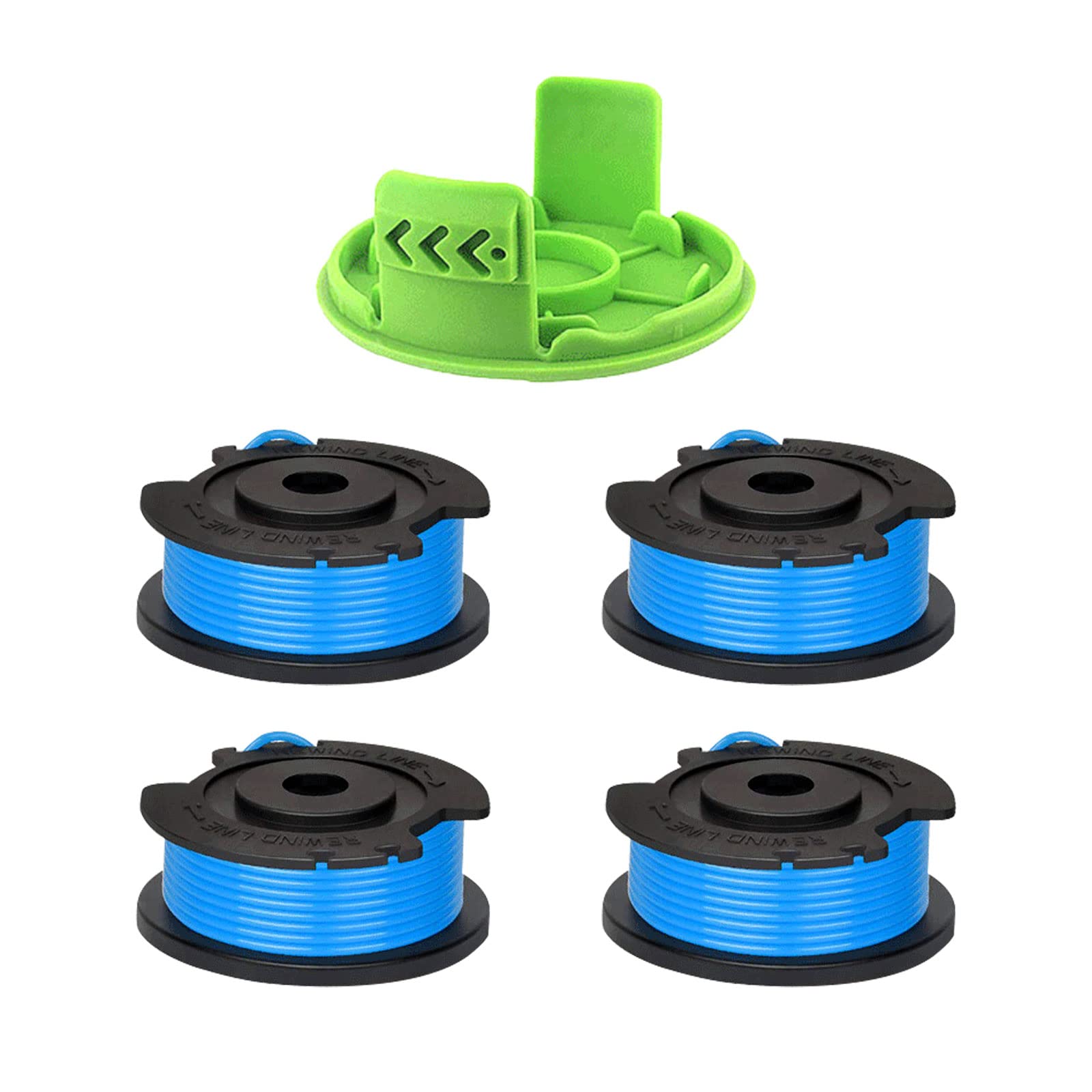 CDIYTOOL Greenworks G24LT Trimmer Spool Lines, 4.9m long 1.65mm dia fit for Greenworks 24V Lawn Trimmers G24LT G24LTK2 G24LT30M G24LT30MK2 (4 spools + 1 caps)