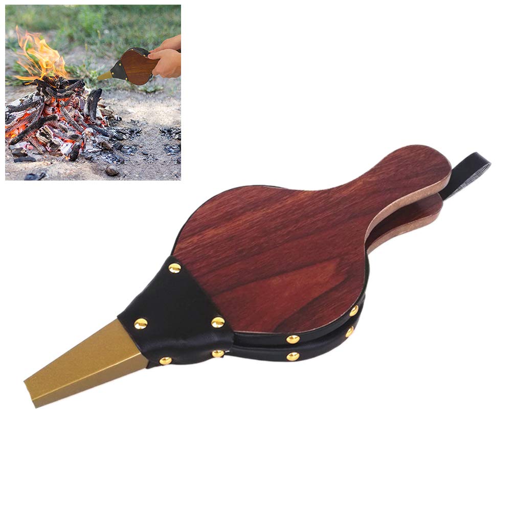 Hihey Bellows for Fireplace and Grill, Grill Fan Premium Natural Wood for Barbeque, Fire Bellows, Outdoor Cooking, Picnic, Camping, Hand