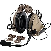 Qitoump Tactical Headset with Arc Rail Adapter and U94 PTT Kenwood, Airsoft Helmet Headset Without Noise Cancellation