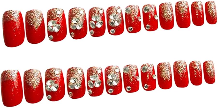 Amazon ネイルチップ ラインストーン 赤 中等長さ オーバル ドレス 飾り 防水 3dデザイン 約24枚入 Non Brand ネイルスタンパー ステンシル 通販