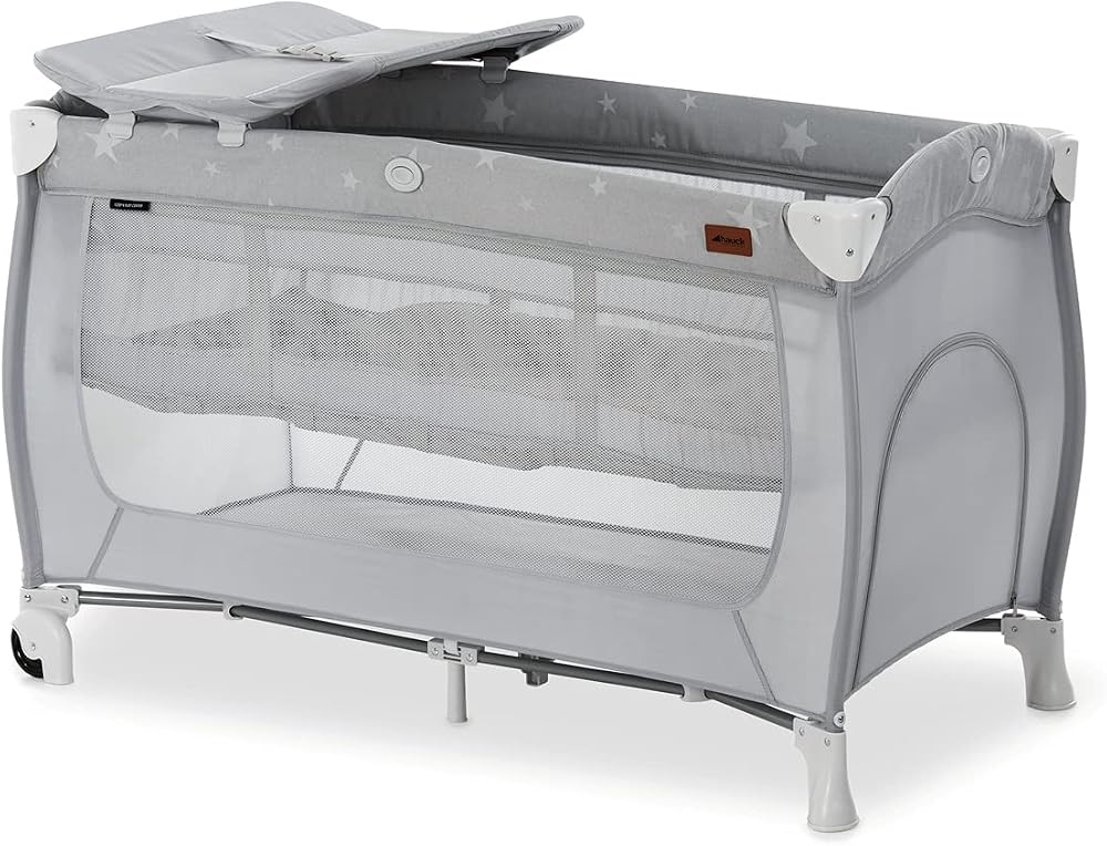 hauck Sleep N Play Center Stars Travel Cot Set with Changing Mat 120x60