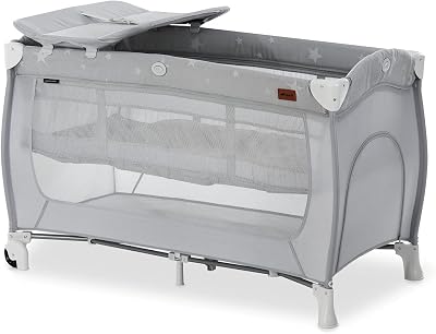 hauck Sleep N Play Center Stars Travel Cot Set with Changing Mat 120x60