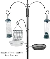 DIVCHI Bird Feeders Hanging Station with 3 Tubes & 3 Hooks, Metal Pole view 2