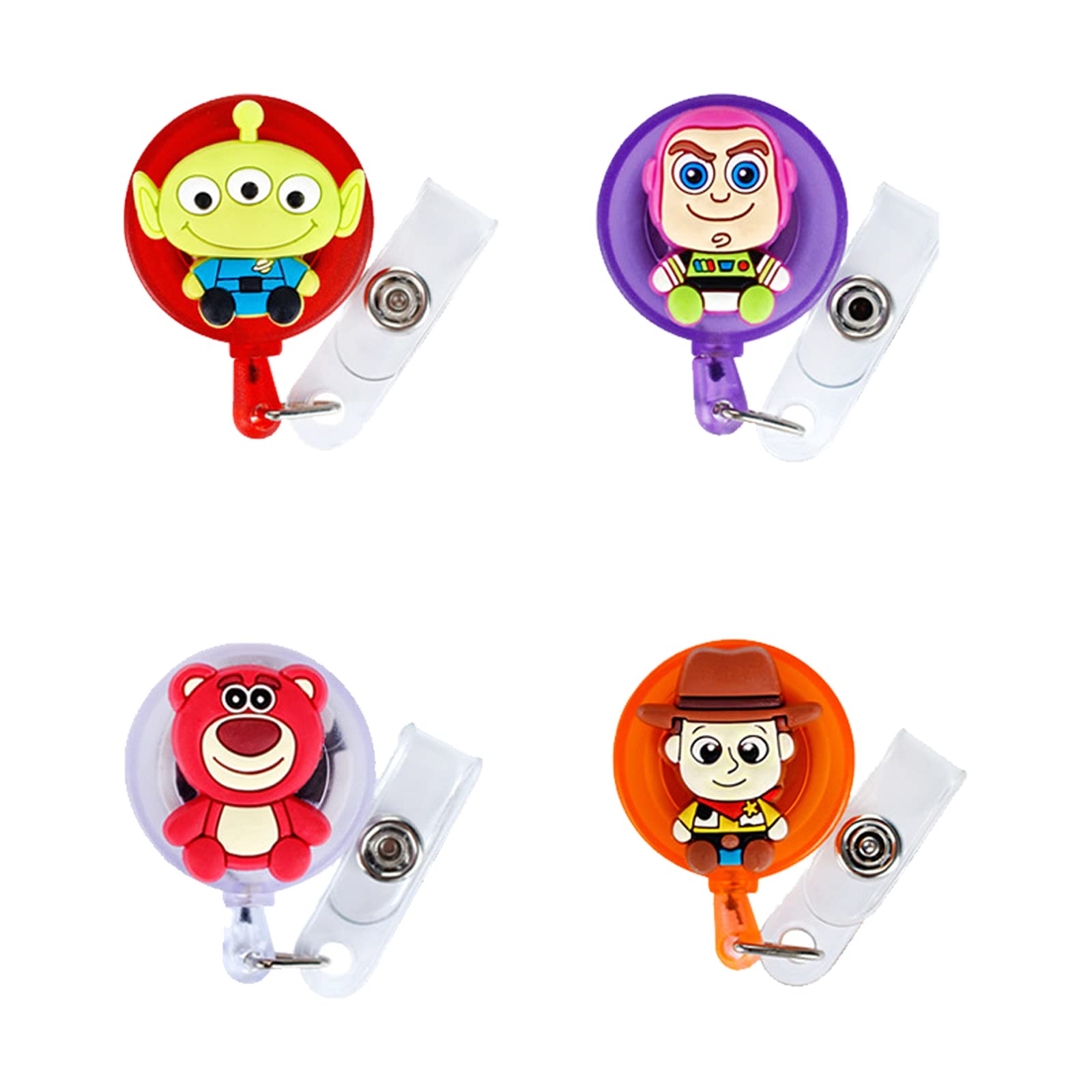 4 Pcs Badge Holder Cartoon Reel Clip Cartoon Badge Reel Holder for Kids and Nurses