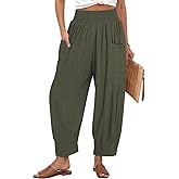 TARSE Women Linen Boho Pants Summer Casual Loose High Waist Cargo Lounge Harem Pant 2025 Beach Travel Vacation Outfits