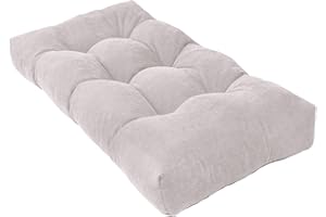 ROFIEJOX Bench Cushion 36 Inch - Chenille Fabric, High-Density Foam, Non-Slip Bottom, Soft Durable Indoor Tufted Long Seat Cushion for Window Garden Furniture (White, 36x14x4 Inch)