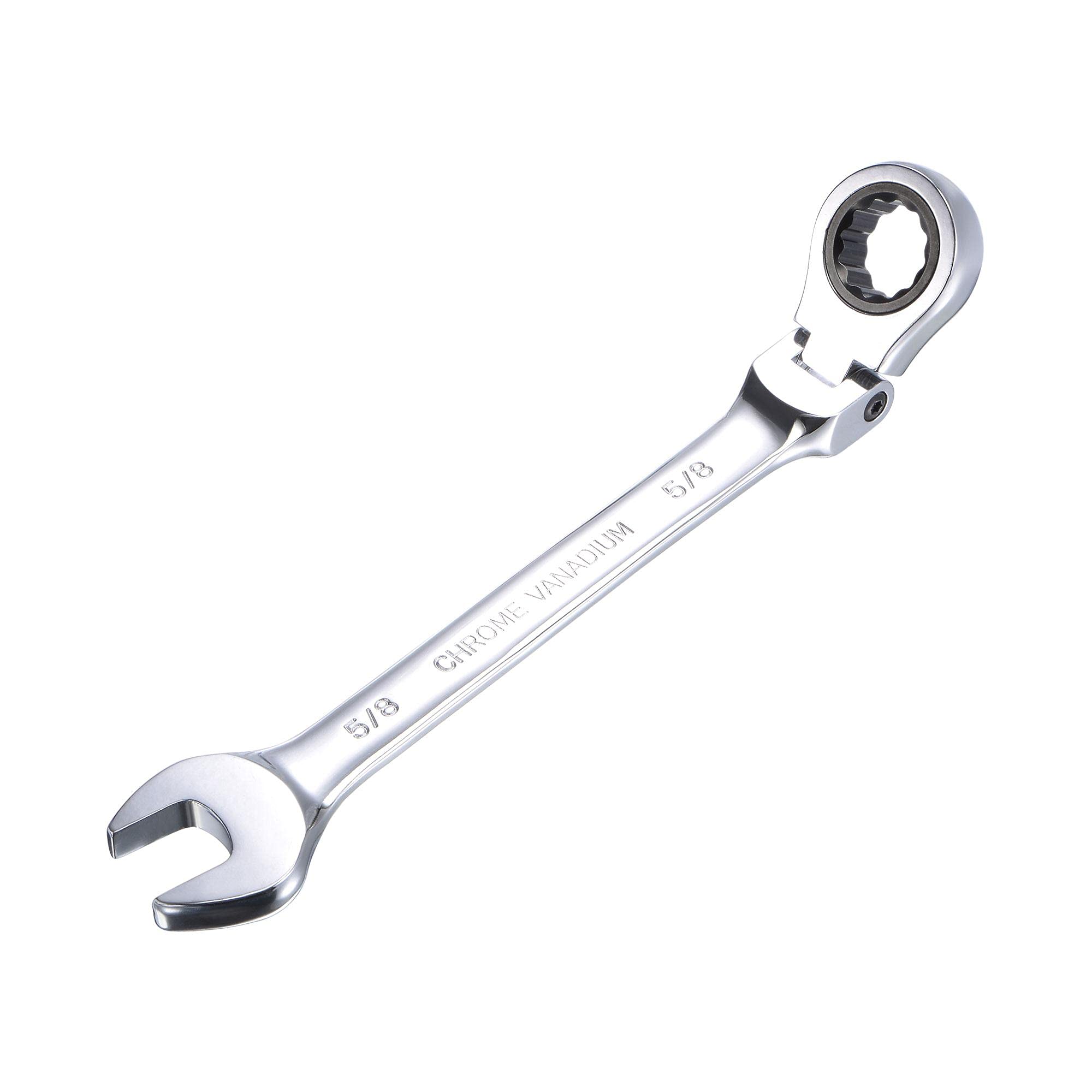 sourcing map 5/8 Inch Flex-Head Ratcheting Combination Wrench SAE 72 Teeth 12 Point Ratchet Box Ended Spanner Tools, Cr-V