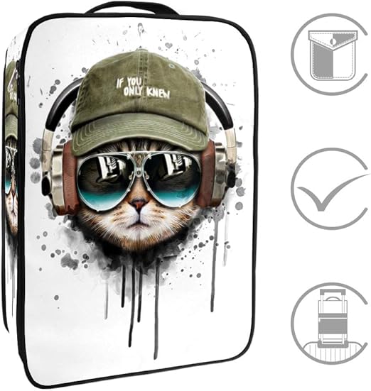 TIZORAX Wasserfarben-Katze hört Musik, tragbare Reise-Schuhtasche