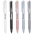 Rkqoa Aesthetic Pens, 5 Pack 0.5mm Ballpoint Gel Black Ink Pens Retractable Fine Point No-Smear Smooth Writing Pens, Cute Art Office School Supplies Christmas Gifts for Women Kids