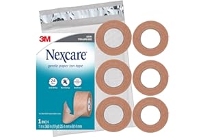 Nexcare Gentle Paper Tan Skin Tape, 1 in x 10 yd, Non-Irritating, Discreet Look, Great for Frequent Gauze Changes, Gentle on 