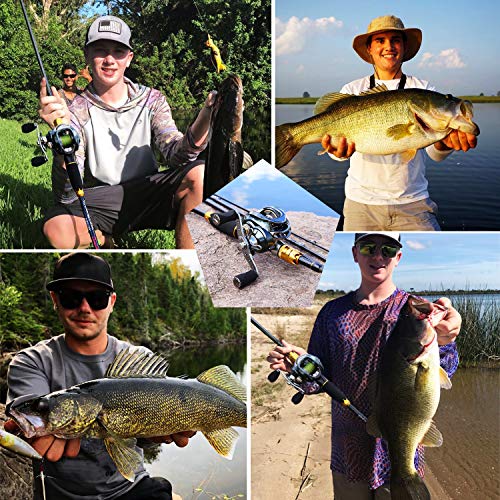 Sougayilang Angelruten- und Rollen-Kombinationen, 24-Tonnen-Kohlefaser-Angelruten mit Baitcast-Rolle, 7.0:1-Getriebe für SüÃwasser auf Reisen – Bild 8
