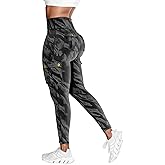 Madrirdma Cargo Leggings with Pockets for Women High Waist Butt Lifting Leggings Tummy Control Yoga Pants Black Stripe S