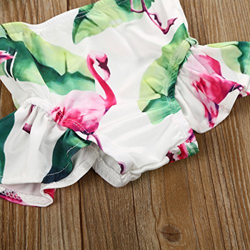 Baby Kids Toddler Girl Flamingo Halter Tops + Shorts Beachwear Swimwear Set (2T)