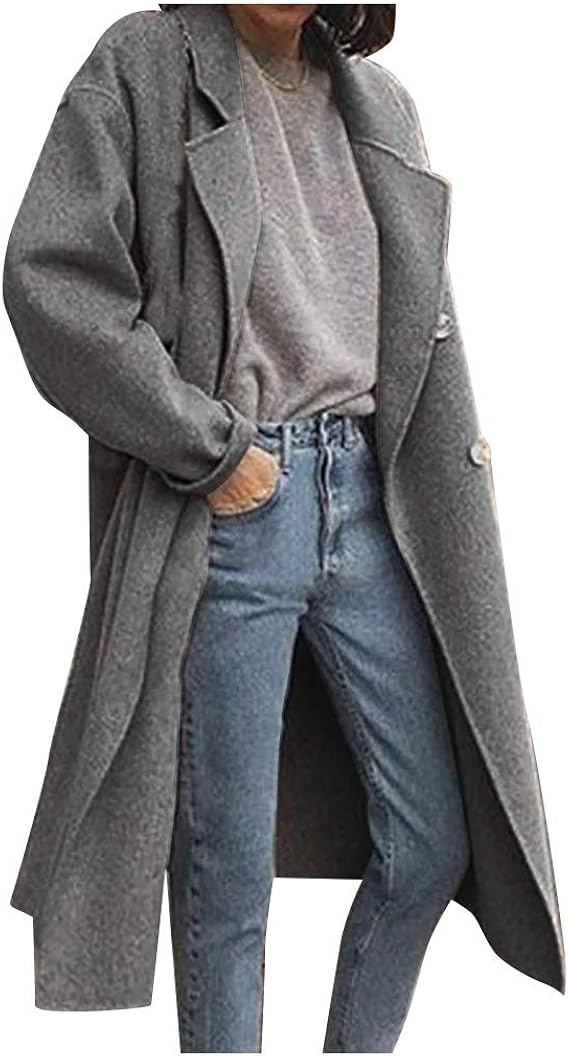 Amazon ソリッドトレンチコート レディース ロングジャケット 女性 ファッション ウインドブレーカー 可愛い 防風 防寒 プルオーバー 軽い アウター 体型カバー トレーナー 暖かい 通勤 通学 コート ジャケット 通販