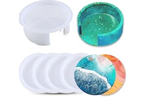 ZJWZSLI 5PCS Resin Coaster Molds - Round Silicone Casting Molds for Epoxy Resin Coaster Casting and DIY Home Decoration
