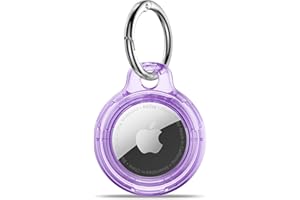 MOLOSLEEVE Airtag Holder Air Tag Case with Keychain, Anti-Scratch Airtags Key Chain for Apple Air Tags, Airtag Accessories for GPS Item Finder Tracker, Clear Purple