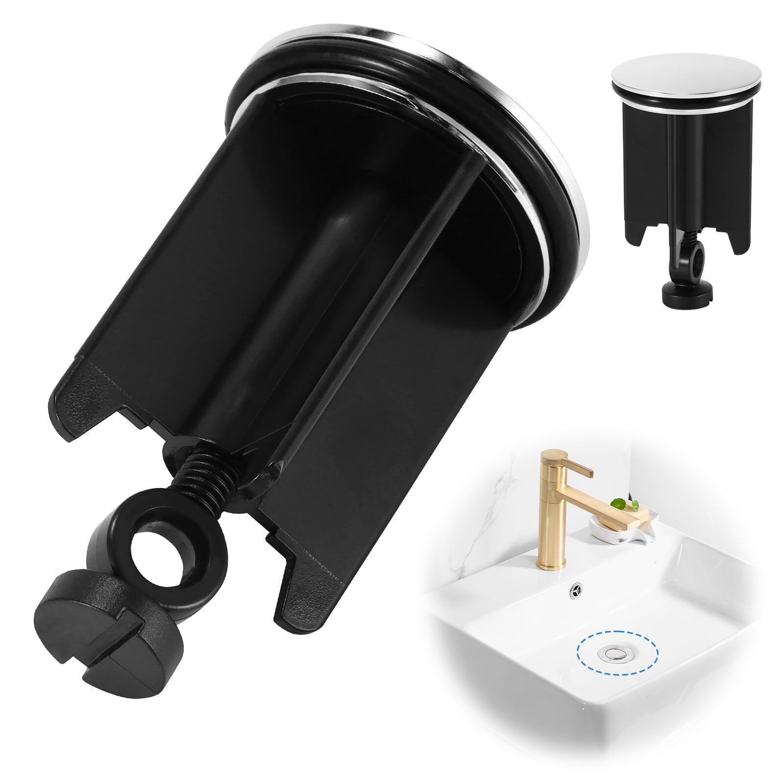 EASONGEE Universal Pop up Sink Plug, 40mm Bathroom Basin Sink Plug Replacement Adjustable Pop Up Basin Plug Wash Basin Pop up Sink Plugs Pop Up Sink Drain Stopper for Bathroom Kitchen
