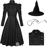 Appwincosly Eelphabbaa Costume, Wicked Costume Women Set with Hat & Glasses, Black Dress for Halloween Cosplay Themed Party