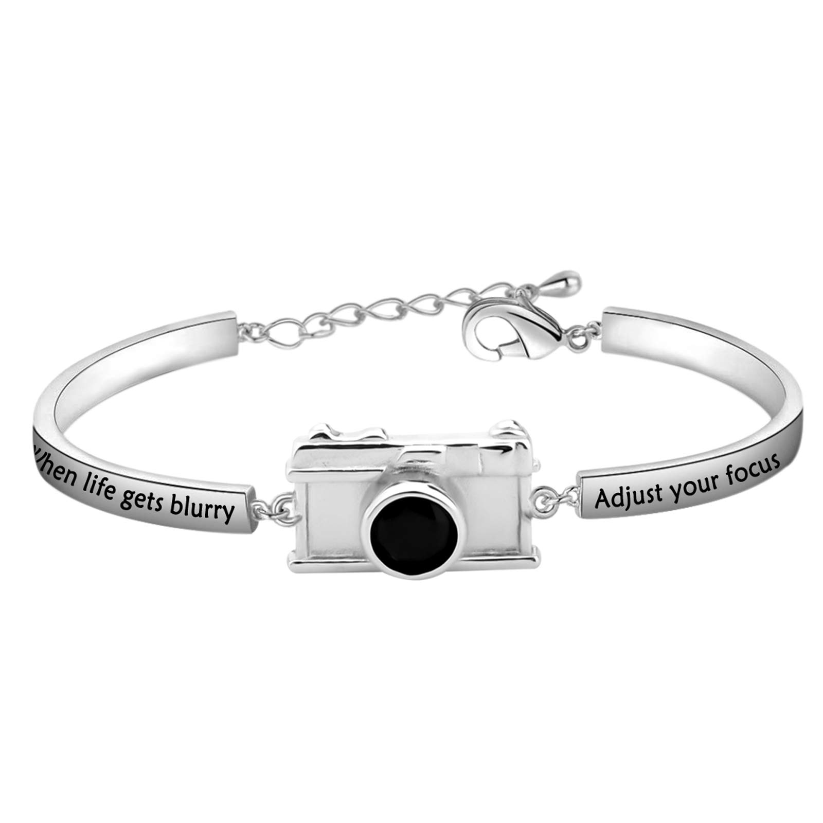 MYSOMY Photographer Bracelet When Life Get Blurry Adjust Your Focus Bracelet Photography Jewelry Gifts for Photographers Photography Lovers (White Gold)