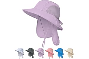 ZOORON Outdoor Kids Sun Hats with Neck Flap Boys Girls Wide Brim UPF 50+ UV Protection Children Bucket Hat Safari Hat