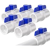 6PCS 1" PVC Ball Valve, Shut-Off Ball Valves Socket with Blue T-Handle | Heavy Duty Slip PVC Valve, PVC Pipe Fitting for Water Project, Swimming Pool, Sprinkler Line, Plumbing &amp; Irrigation System