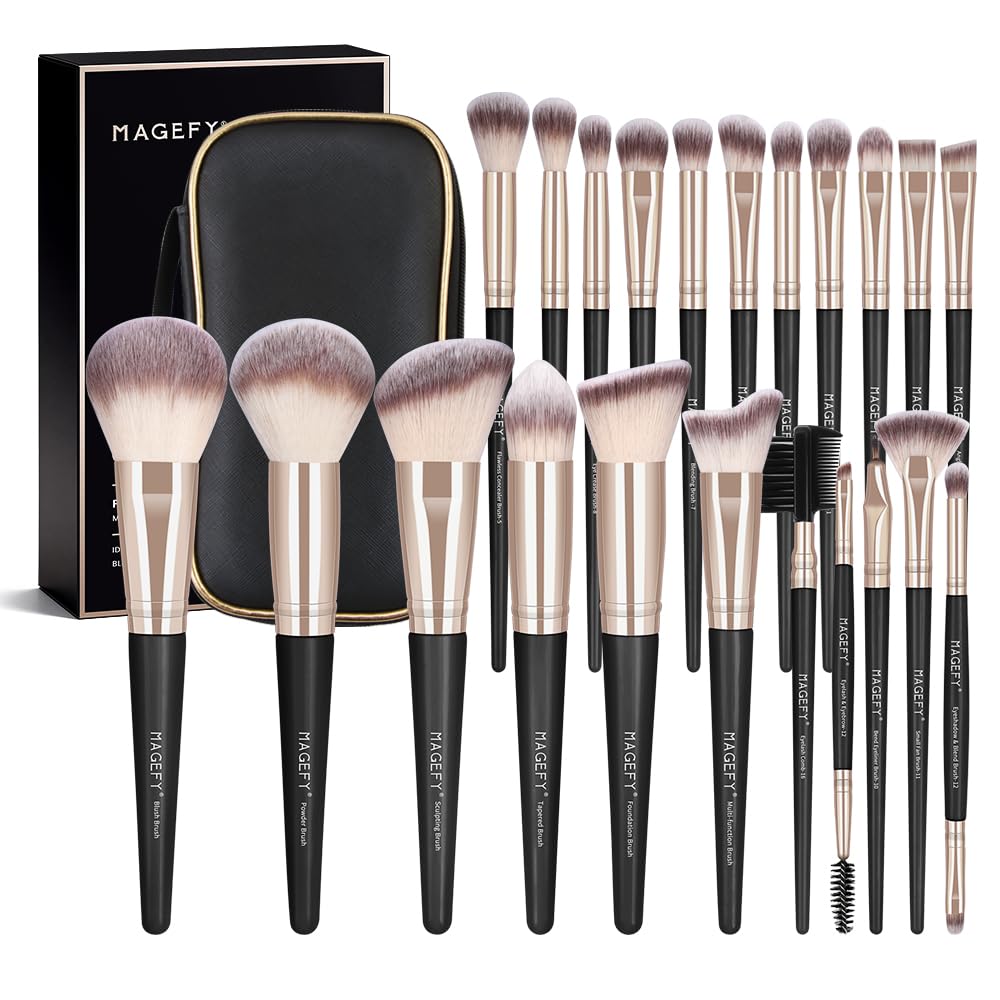 Makeup Brushes 22Pcs Professional Makeup Brush Set Blending Foundation Powder Blush Concealers Eyeshadow Eyebrow Eyeliner Brushes Premium Synthetic Make up Brushes Set with Brush Bag