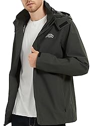 OTU Men's Lightweight Waterproof Hooded Rain Jacket