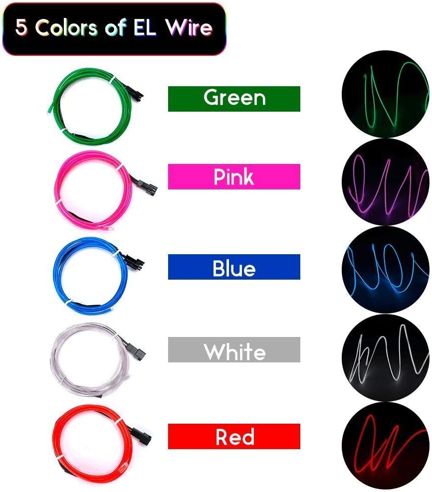 Aria EL Wire Neon Lights Kit 2 Pack 8 Colors with Battery Box for Parties Blacklight Run, Easter, Halloween DIY Decoration - Image 4