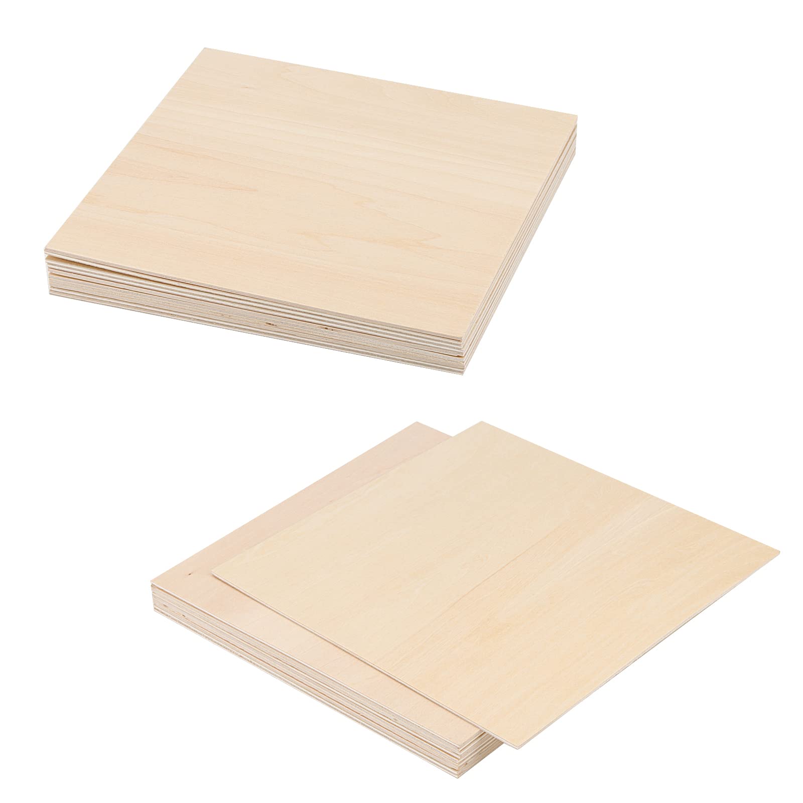 JAPCHET 20 Sheets 200 x 200 x 2mm Square Wood Sheets - 8 Inch Plywood Boards Basswood for Crafts, DIY Wooden Models, Painting
