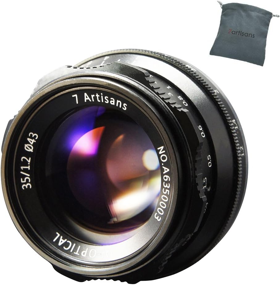 7artisans Lens 35mm F1.2 APS-C Manual Focus Portrait Lens for Mirrorless Cameras Canon M1 M2 M3 M5 M6 M10 EOS-M Mount Black