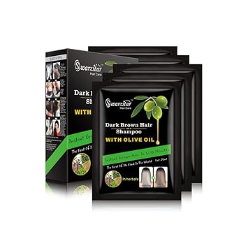 Swarzstar Dark Brown Hair Colour Shampoo 125ml (Olive Oil pack of 5 Sachets)