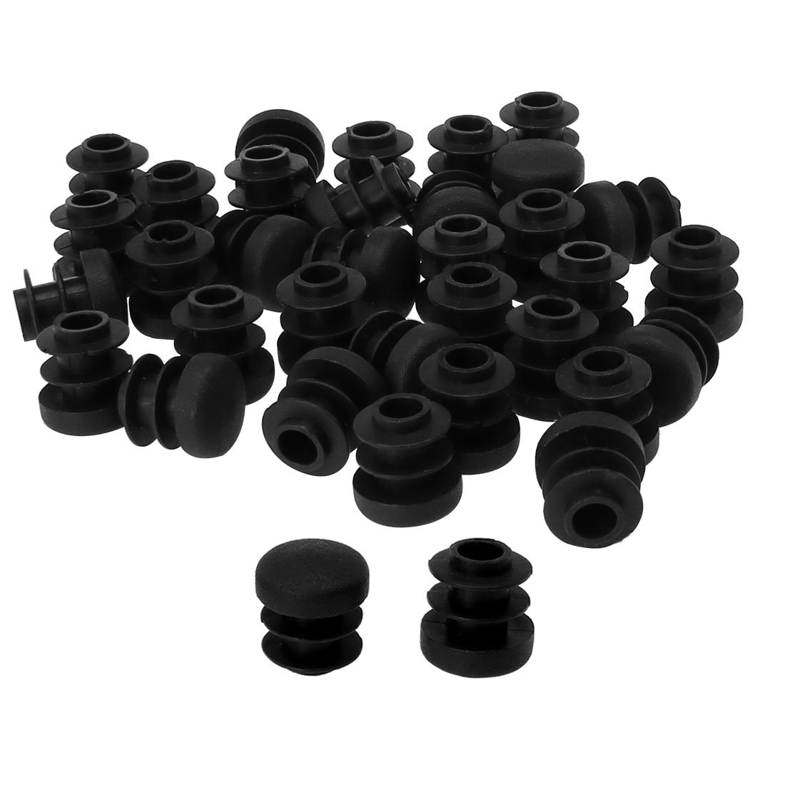 sourcingmap 1/2" 14mm OD Plastic Round Tube Ribbed Inserts End Cover Caps 35pcs, 0.43"-0.51" Inner Dia, Floor Furniture Chair Table Protector
