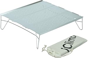 iClimb Mini Solo Folding Table Ultralight Compact for Backpacking Camping Hiking Beach Picnic (Silver - L)