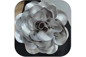 ZZ ZINFANDEL 19mm Extra Large Flower Brooches Lapel Pins Dainty Satin Fabric Brooches Big Camellia Flower Brooch Pin for Women Wedding Part Dance Clothes Accessories Jewelry