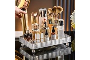 Cosmetic Storage Rack, Desktop Bathroom Tray, Makeup Organizer, Cosmetic Display Case, Transparent Grey