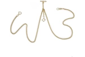 ManChDa Pocket Watch Chain Double Albert Chain T-Bar Watch Chain